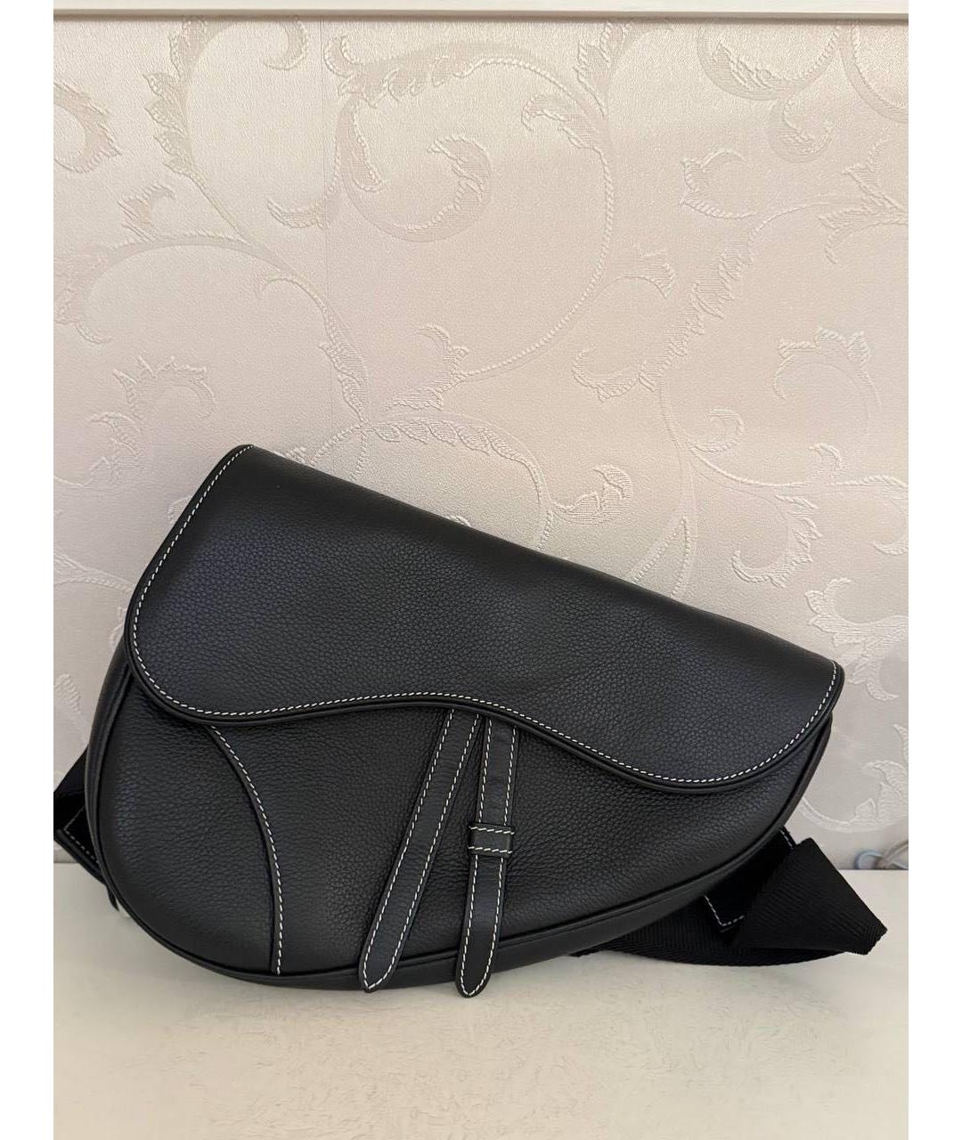 CHRISTIAN DIOR Черная кожаная сумка на плечо, фото 4