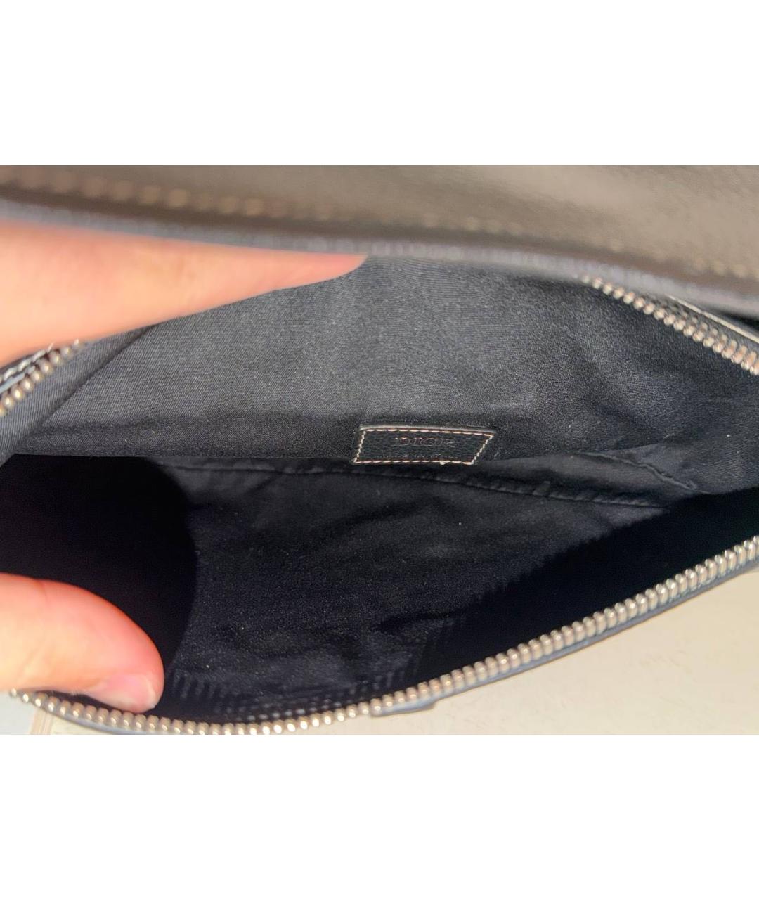 CHRISTIAN DIOR Черная кожаная сумка на плечо, фото 3