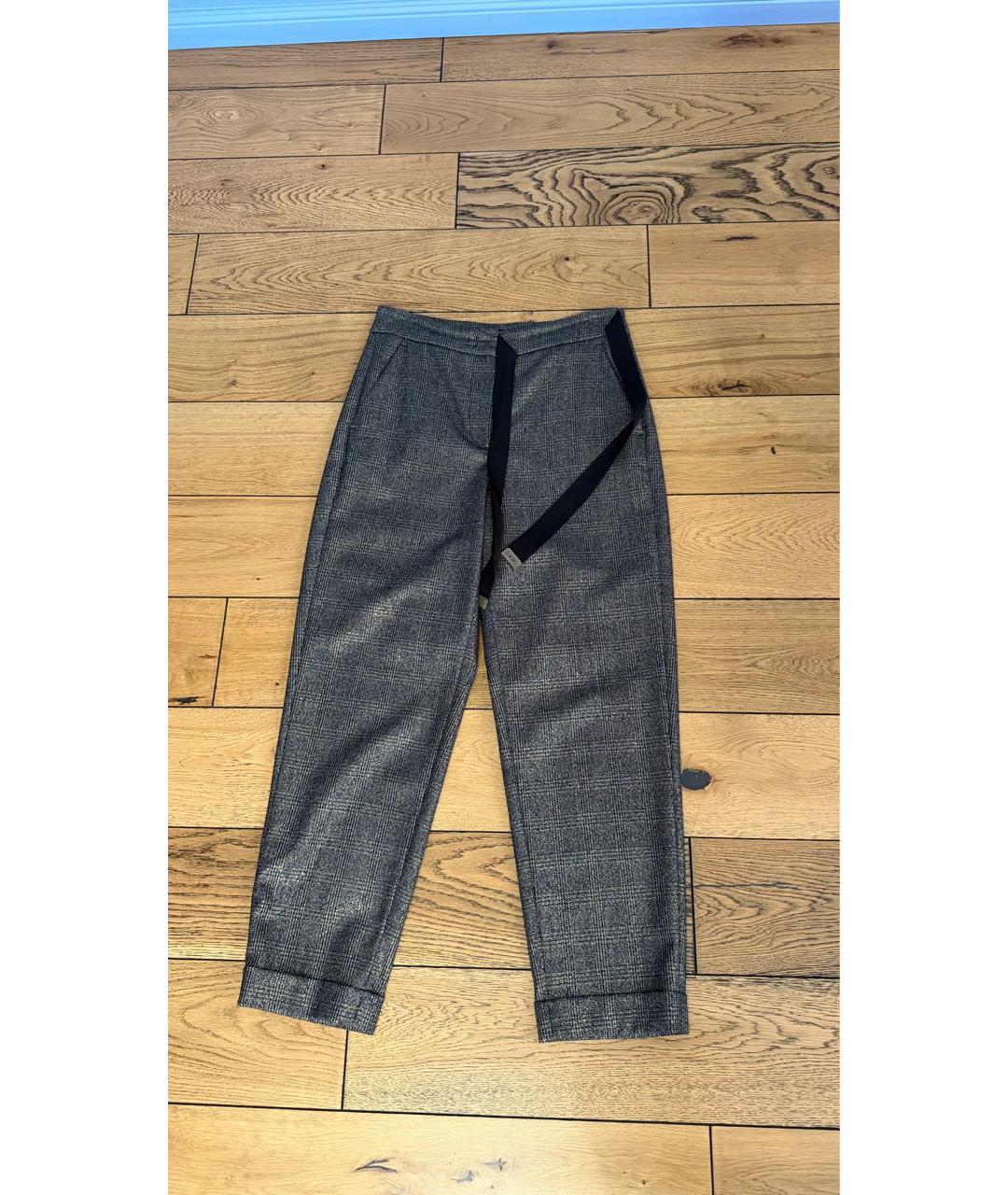 PESERICO Коричневые шерстяные прямые брюки, фото 9