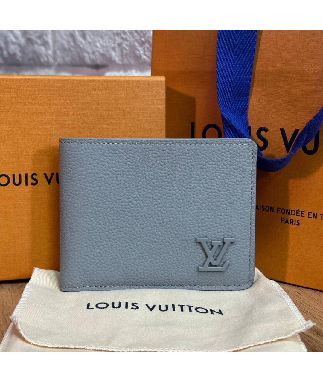 LOUIS VUITTON Голубой кожаный кошелек, фото 2