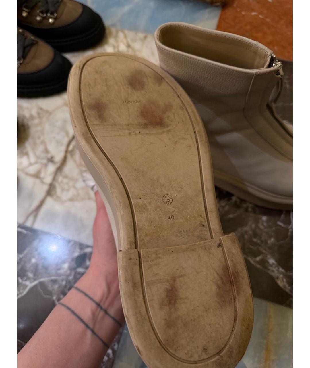 THE ROW Бежевые кожаные ботинки, фото 4