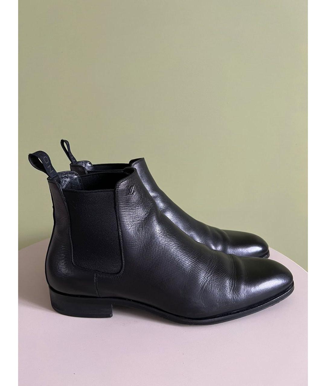 LOUIS VUITTON Черные кожаные высокие ботинки, фото 8