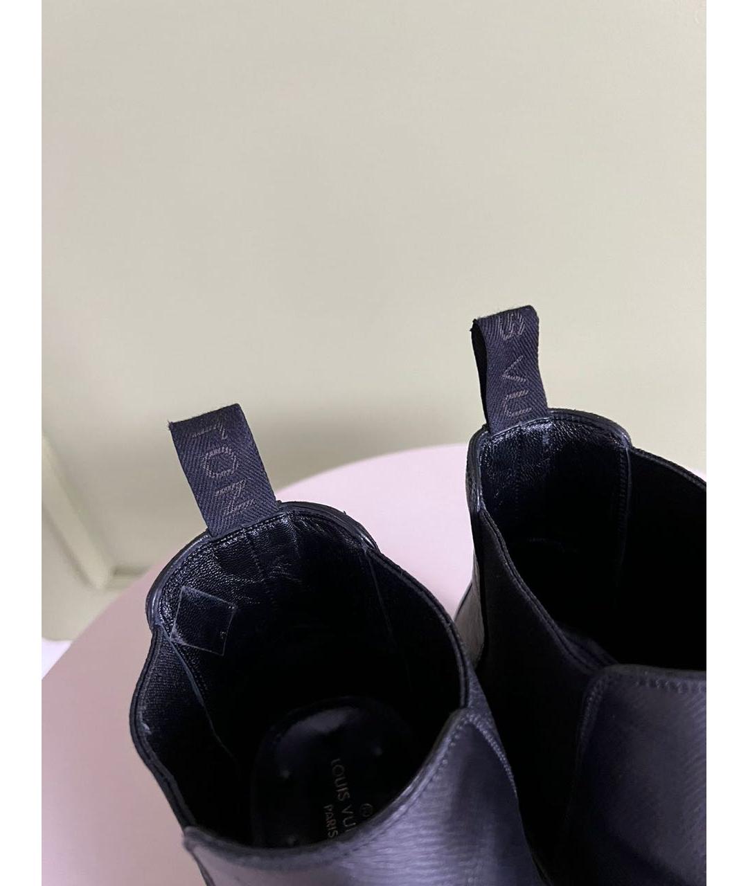 LOUIS VUITTON Черные кожаные высокие ботинки, фото 4