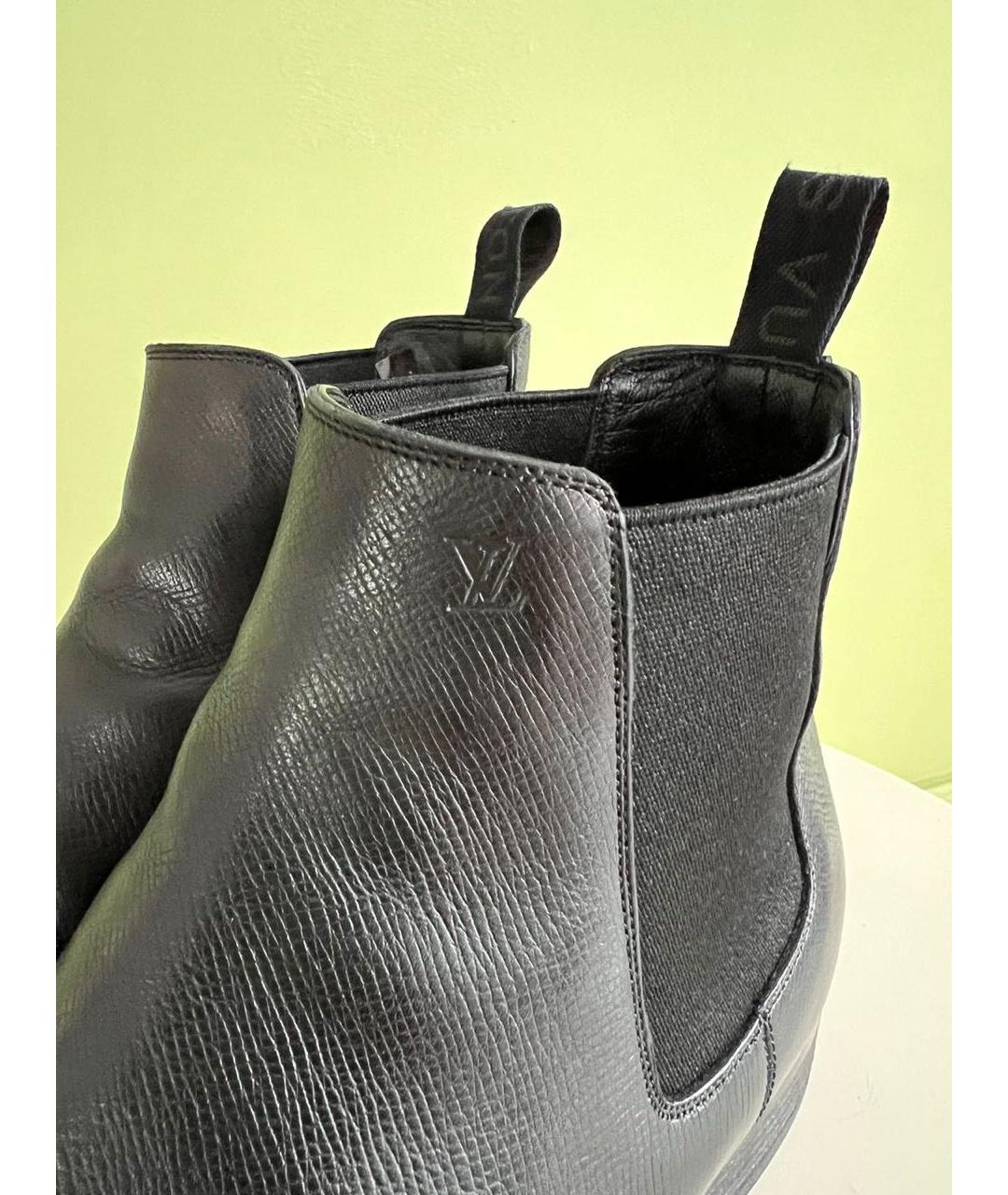 LOUIS VUITTON Черные кожаные высокие ботинки, фото 5
