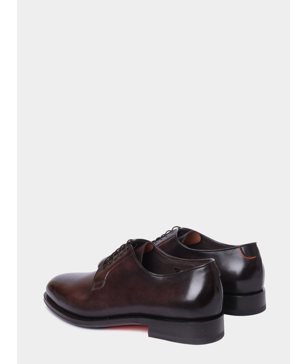 SANTONI Коричневые кожаные туфли, фото 6