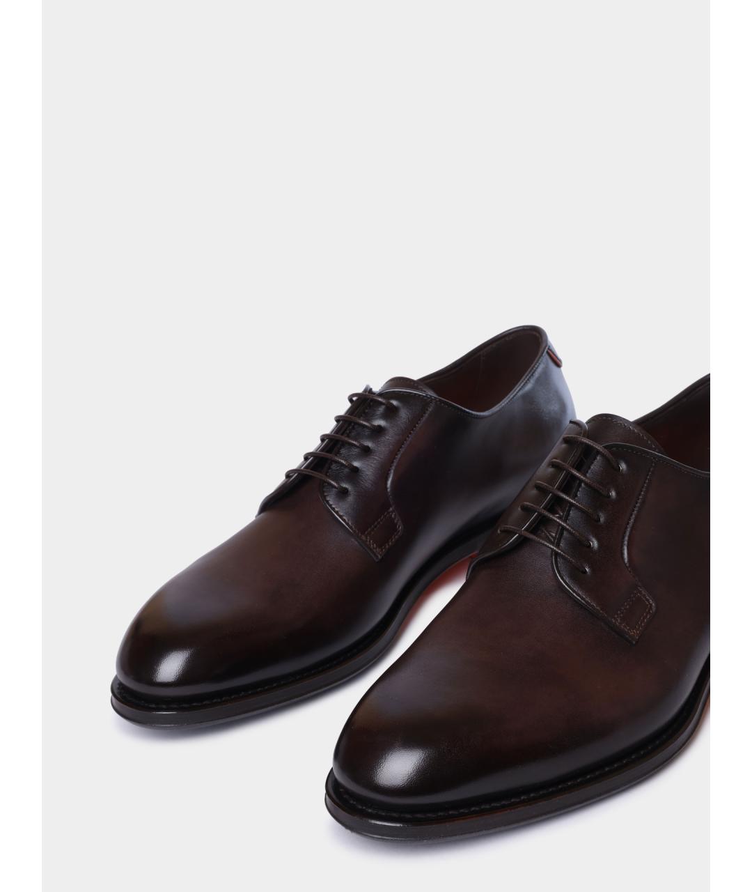 SANTONI Коричневые кожаные туфли, фото 3