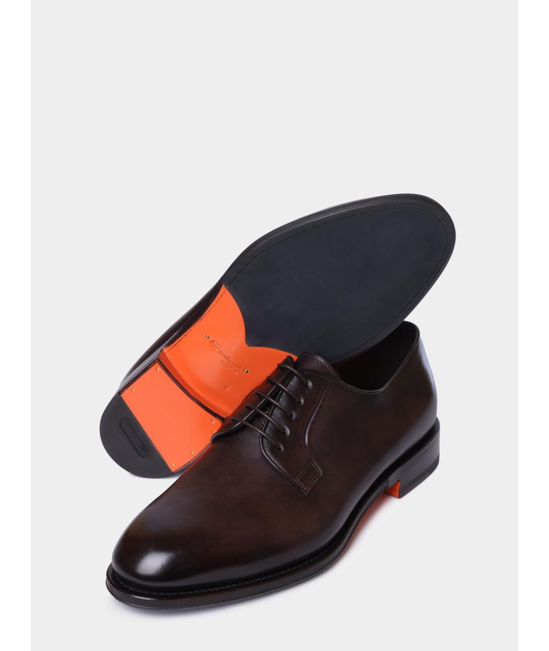 SANTONI Коричневые кожаные туфли, фото 4