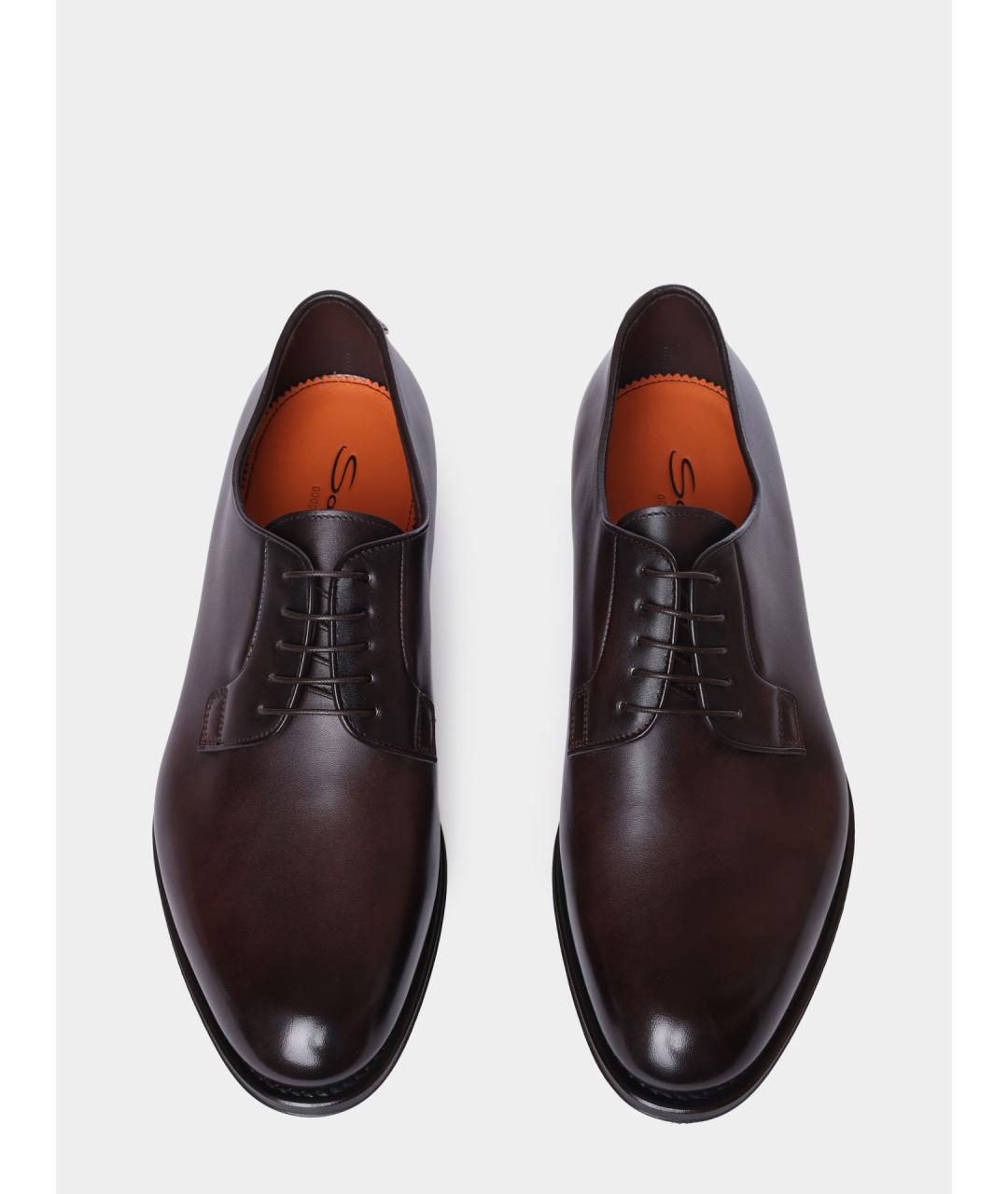 SANTONI Коричневые кожаные туфли, фото 5