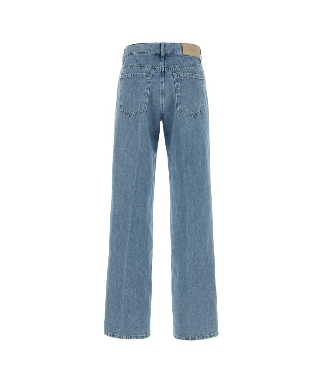 7 FOR ALL MANKIND Голубые хлопковые прямые джинсы, фото 2