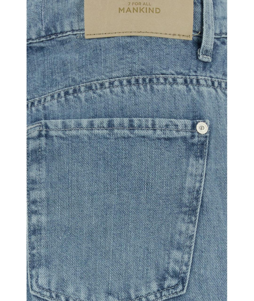 7 FOR ALL MANKIND Голубые хлопковые прямые джинсы, фото 3