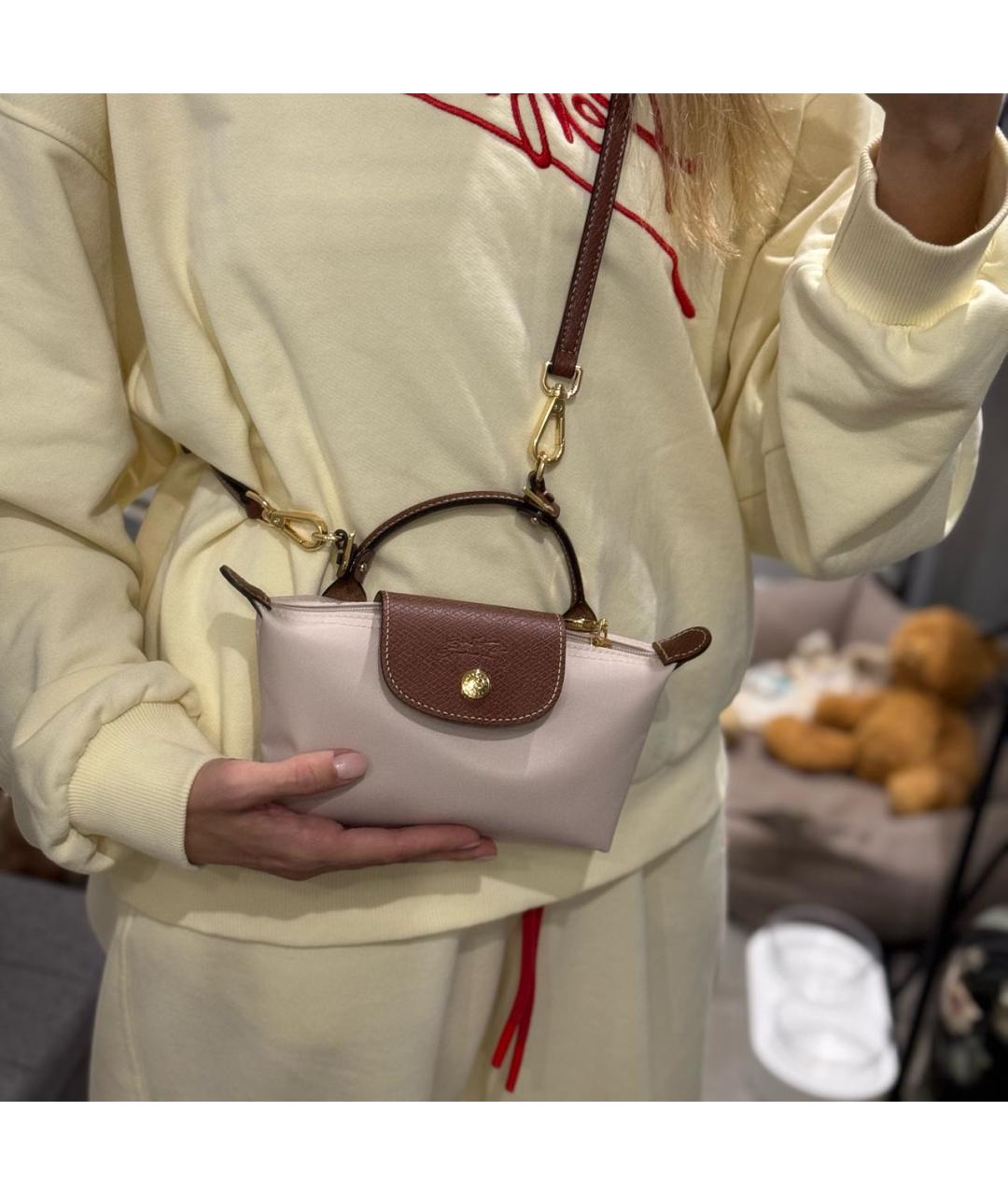 LONGCHAMP Бежевая сумка с короткими ручками, фото 6