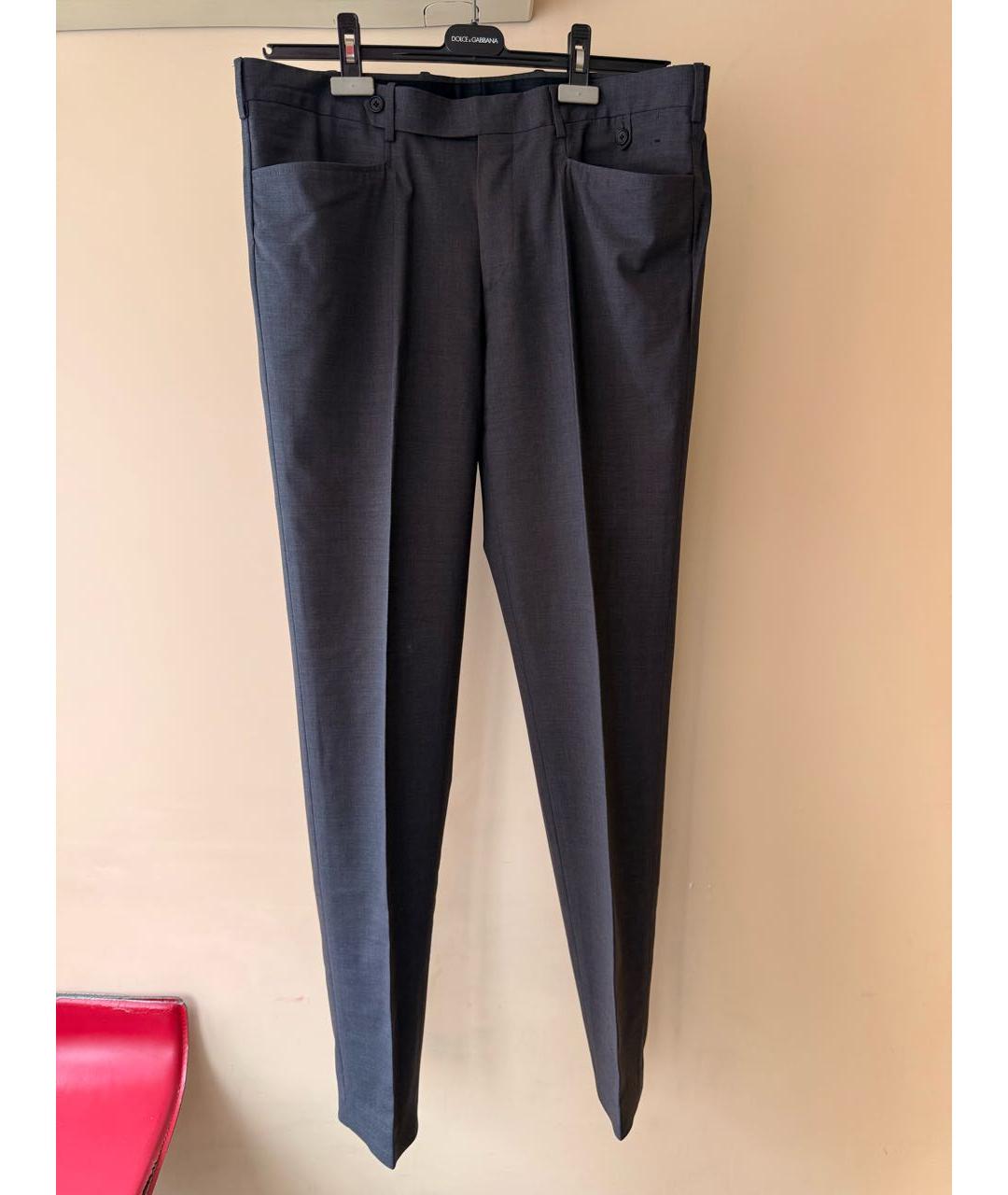 PRADA Серые шерстяные классические брюки, фото 9