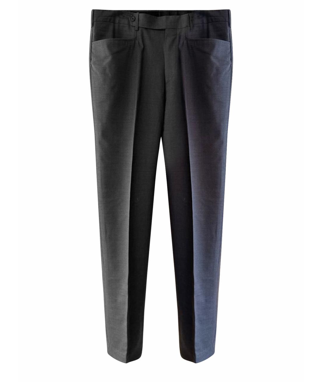 PRADA Серые шерстяные классические брюки, фото 1