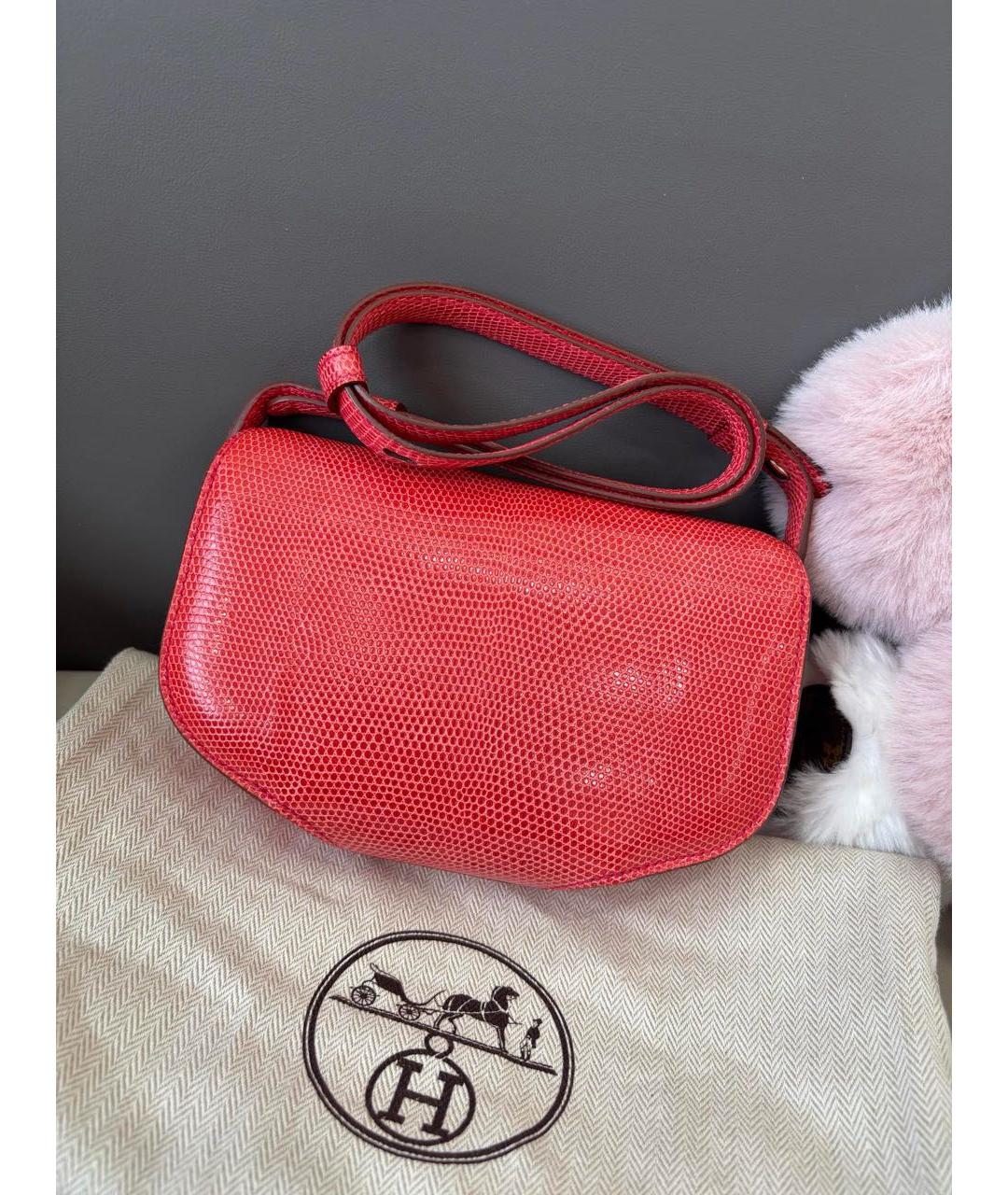 HERMES Красная кожаная сумка через плечо, фото 5