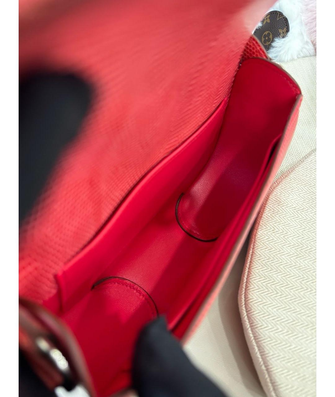 HERMES Красная кожаная сумка через плечо, фото 8
