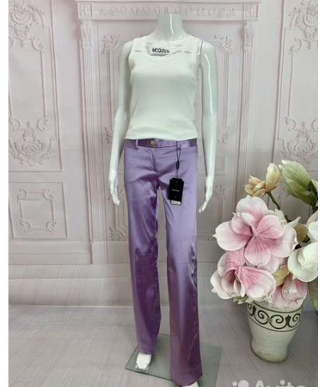 DOLCE&GABBANA Фиолетовые ацетатные прямые брюки, фото 5