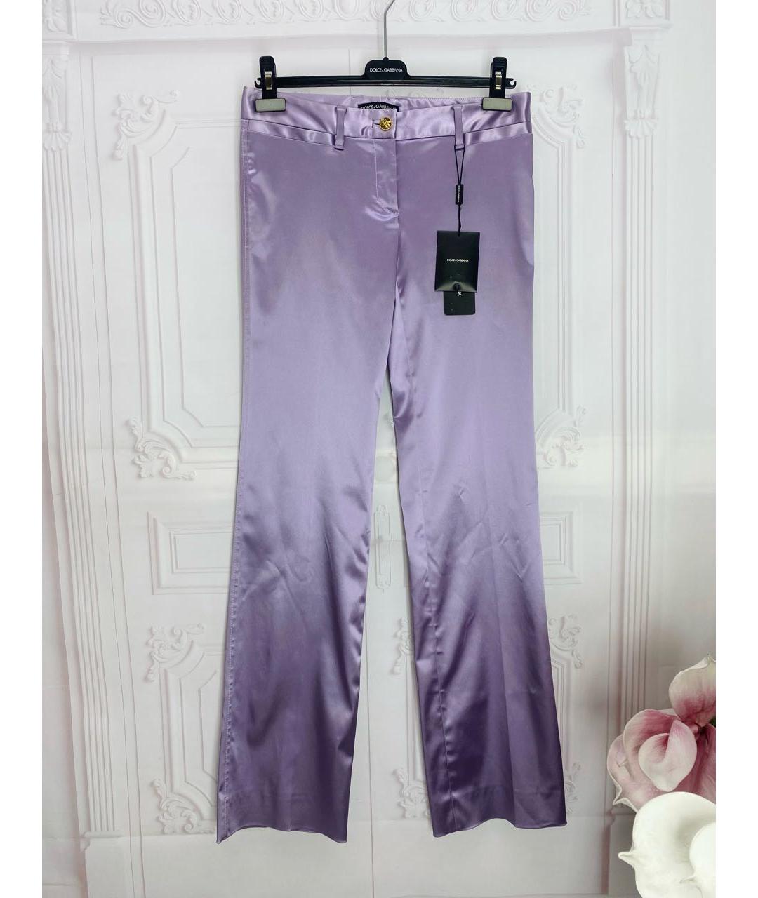 DOLCE&GABBANA Фиолетовые ацетатные прямые брюки, фото 7