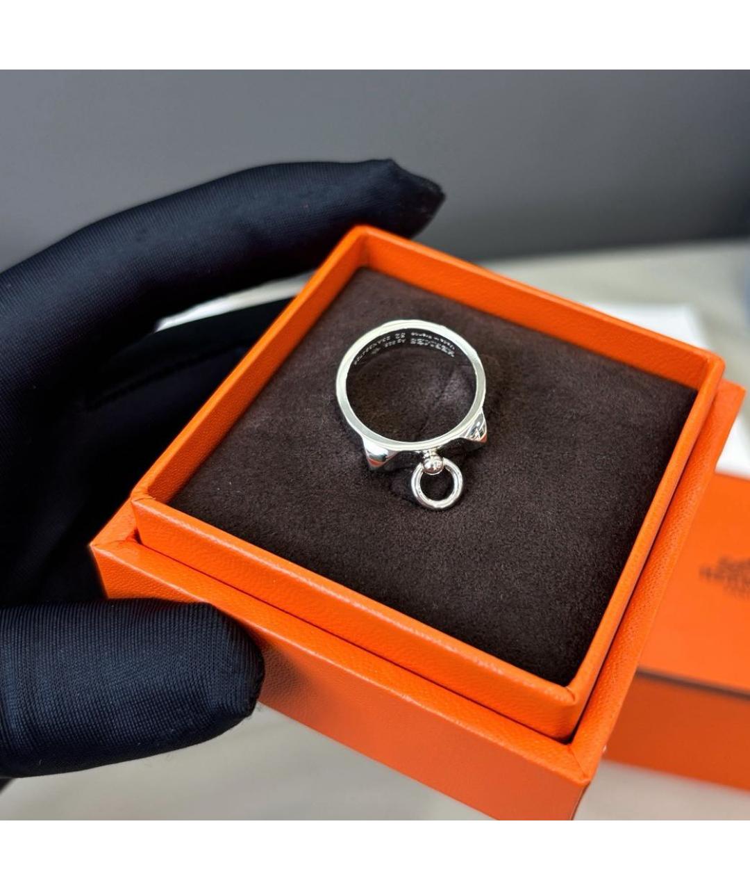 HERMES Белое серебряное кольцо, фото 3