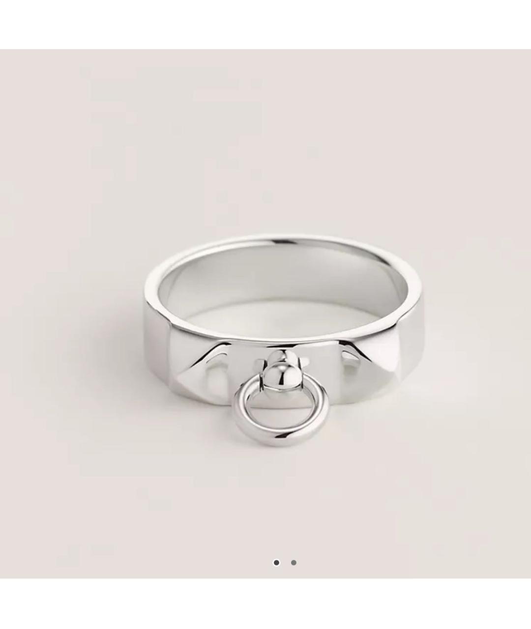 HERMES Белое серебряное кольцо, фото 5