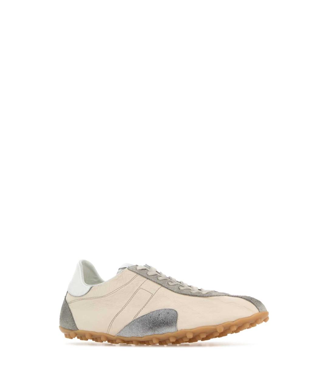 MAISON MARGIELA Бежевые кожаные низкие кроссовки / кеды, фото 2