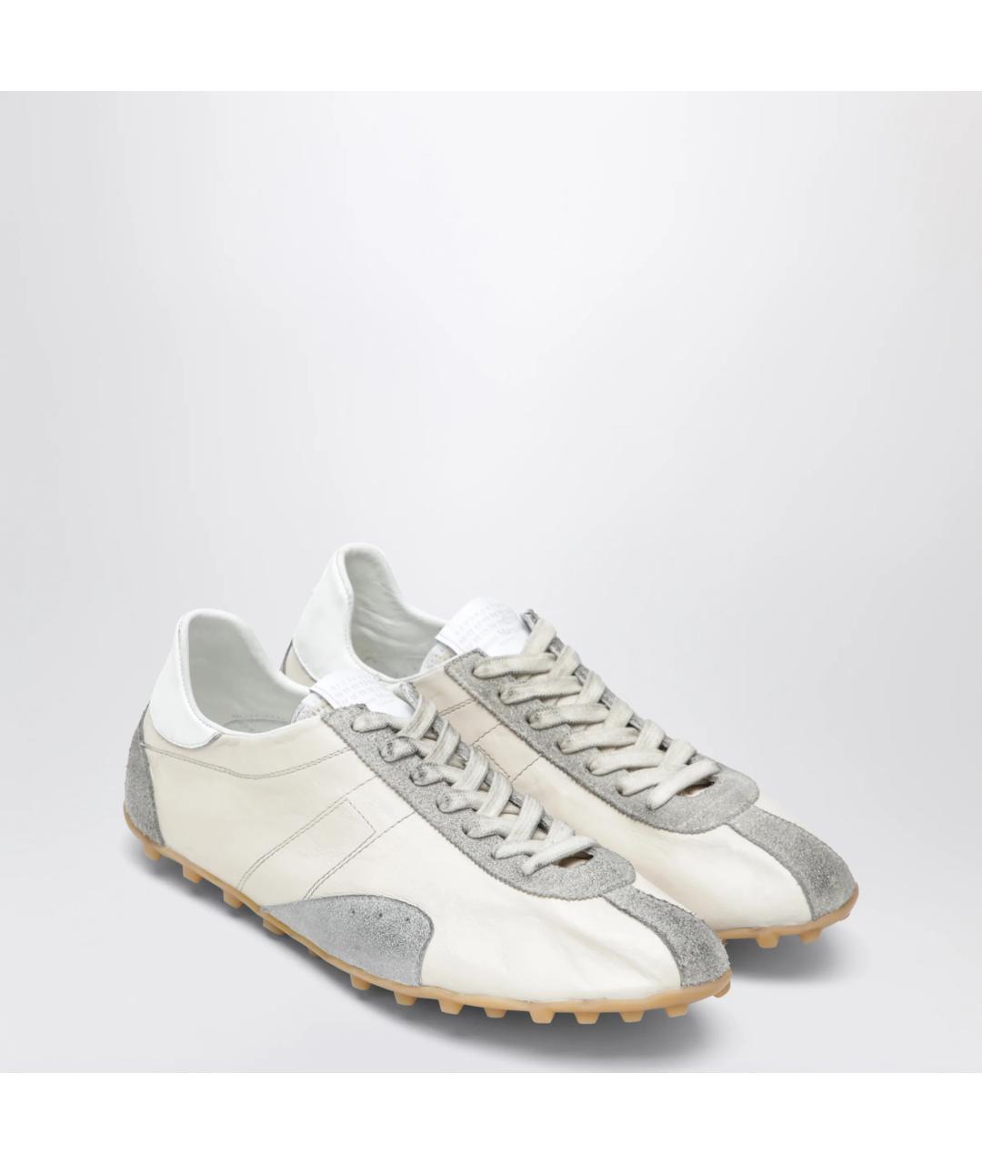 MAISON MARGIELA Бежевые кожаные низкие кроссовки / кеды, фото 3