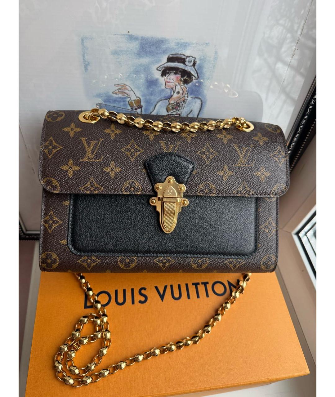 LOUIS VUITTON Коричневая кожаная сумка через плечо, фото 8