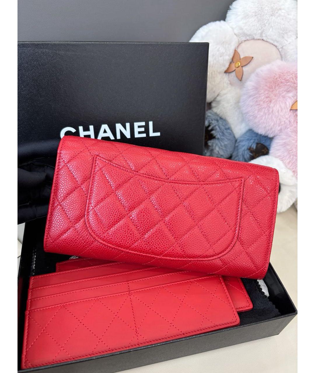 CHANEL Красный кожаный кошелек, фото 3