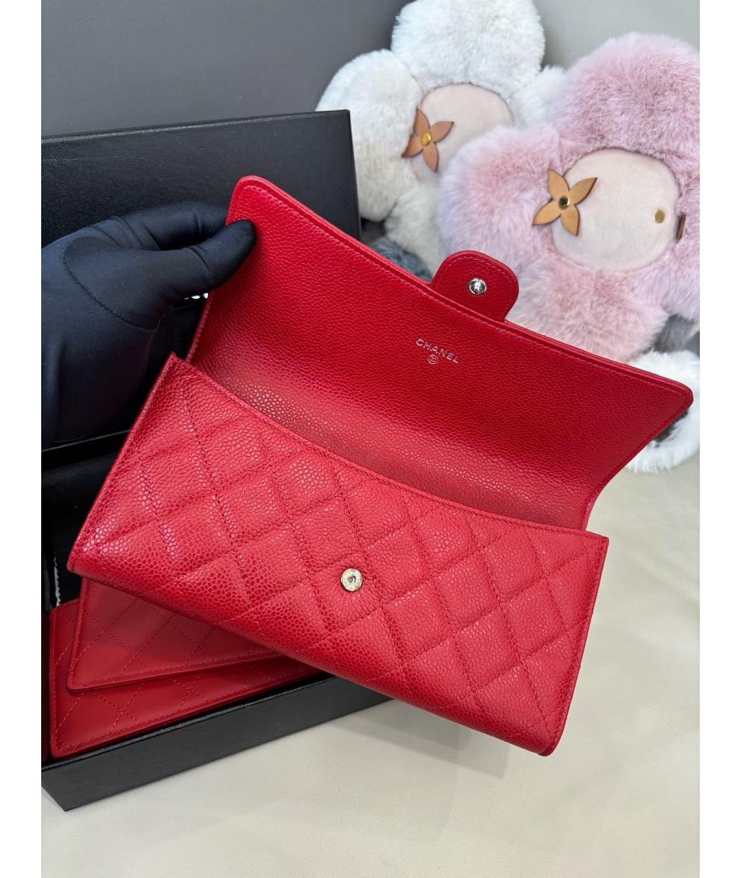 CHANEL Красный кожаный кошелек, фото 5