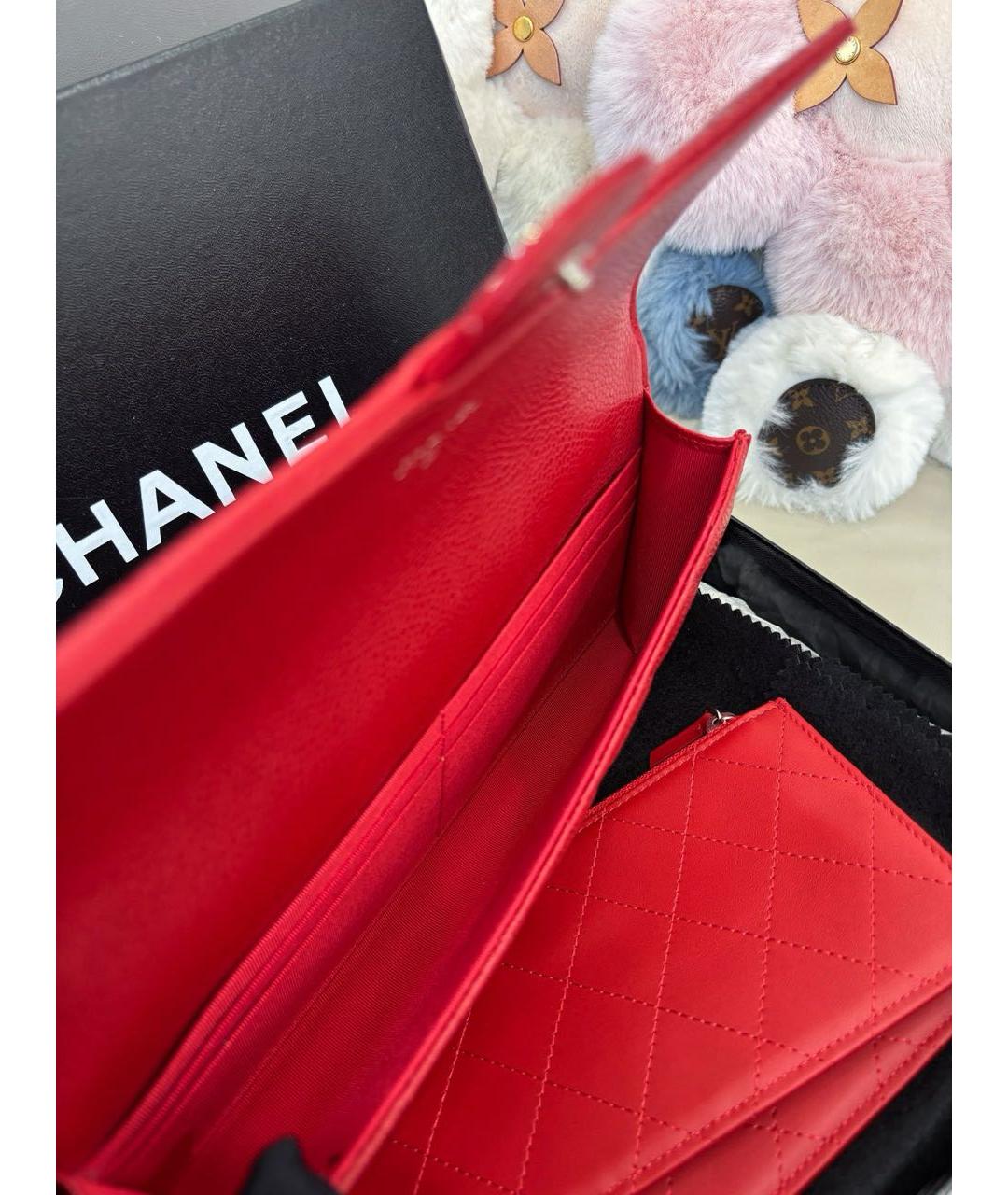 CHANEL Красный кожаный кошелек, фото 7