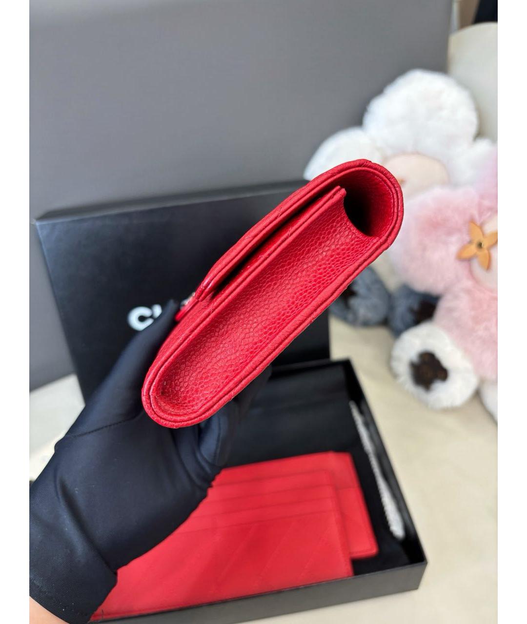 CHANEL Красный кожаный кошелек, фото 4