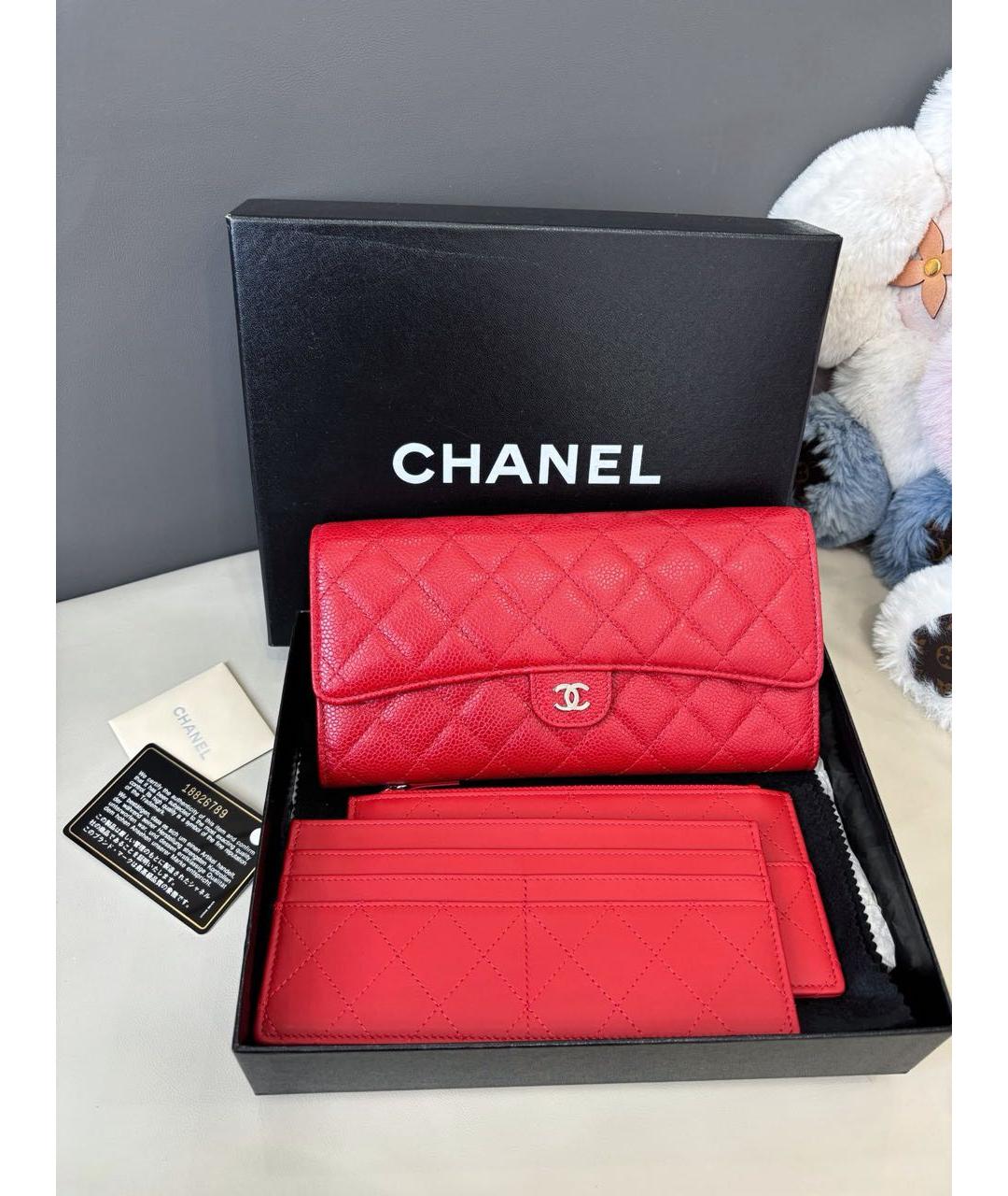 CHANEL Красный кожаный кошелек, фото 2