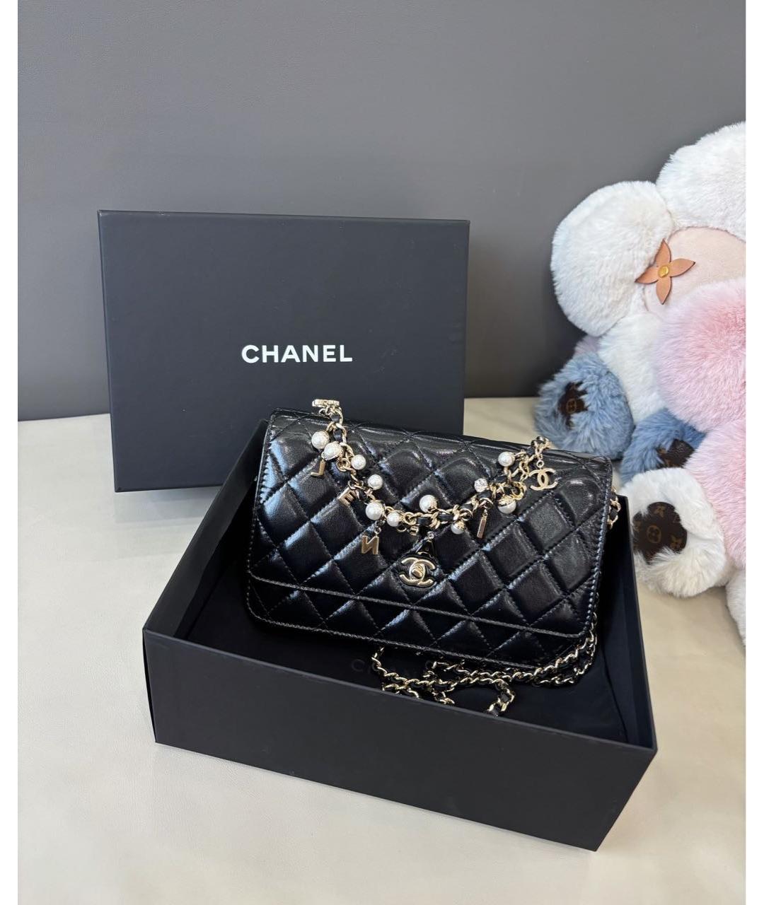 CHANEL Черная кожаная сумка через плечо, фото 8