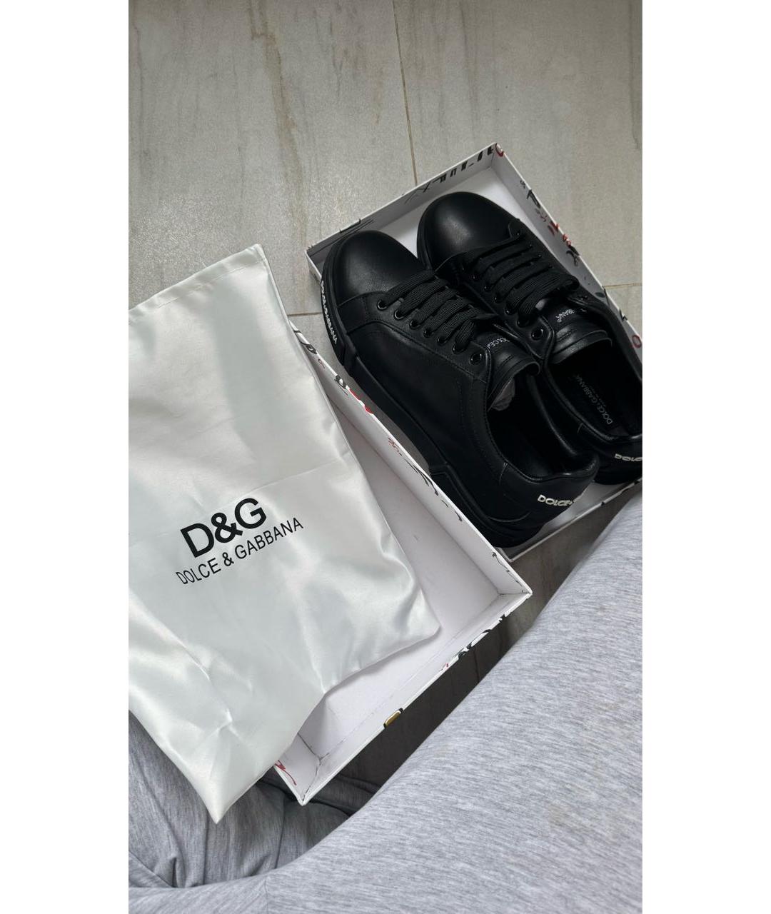 DOLCE&GABBANA Черные кожаные низкие кроссовки / кеды, фото 7