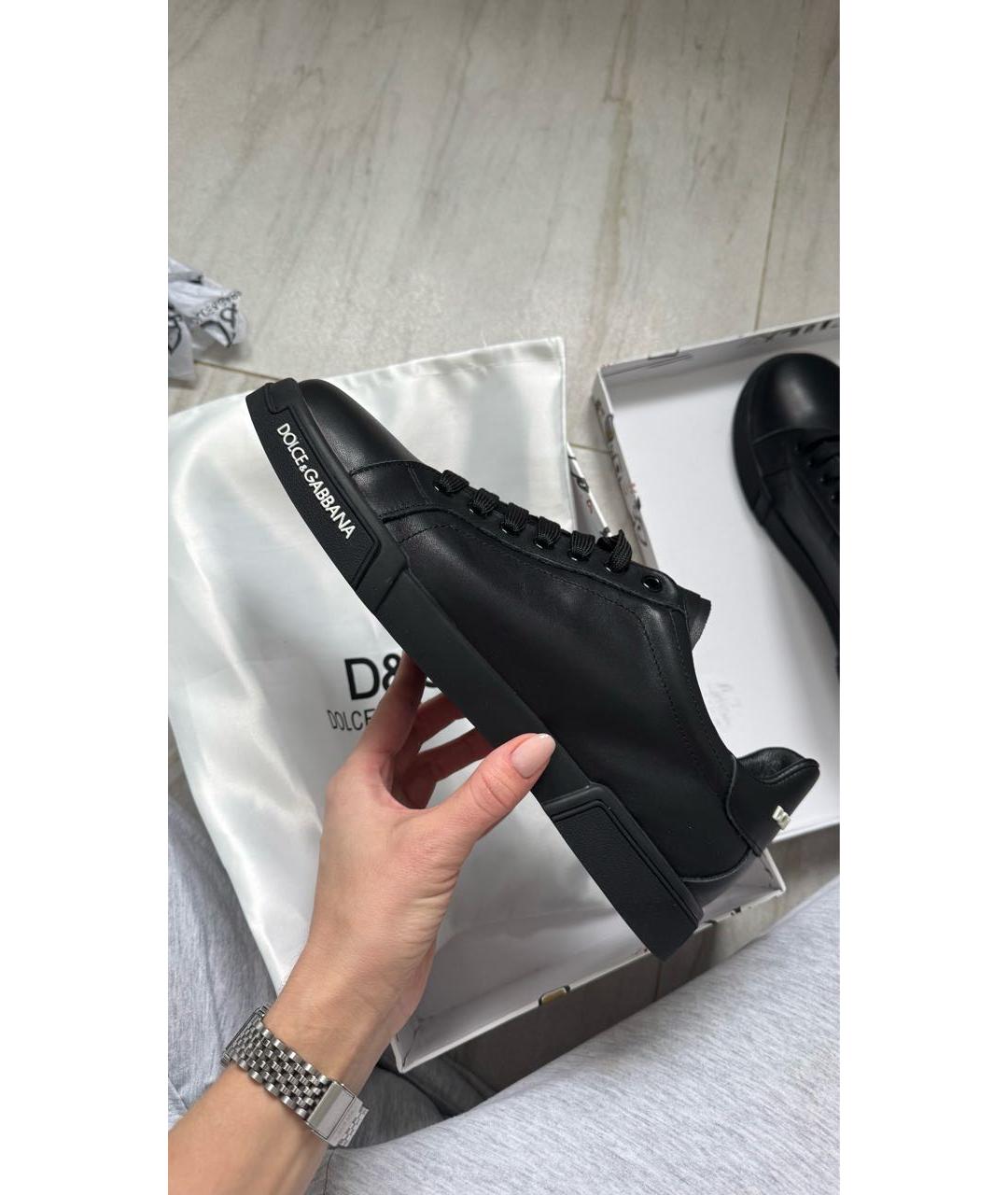 DOLCE&GABBANA Черные кожаные низкие кроссовки / кеды, фото 9