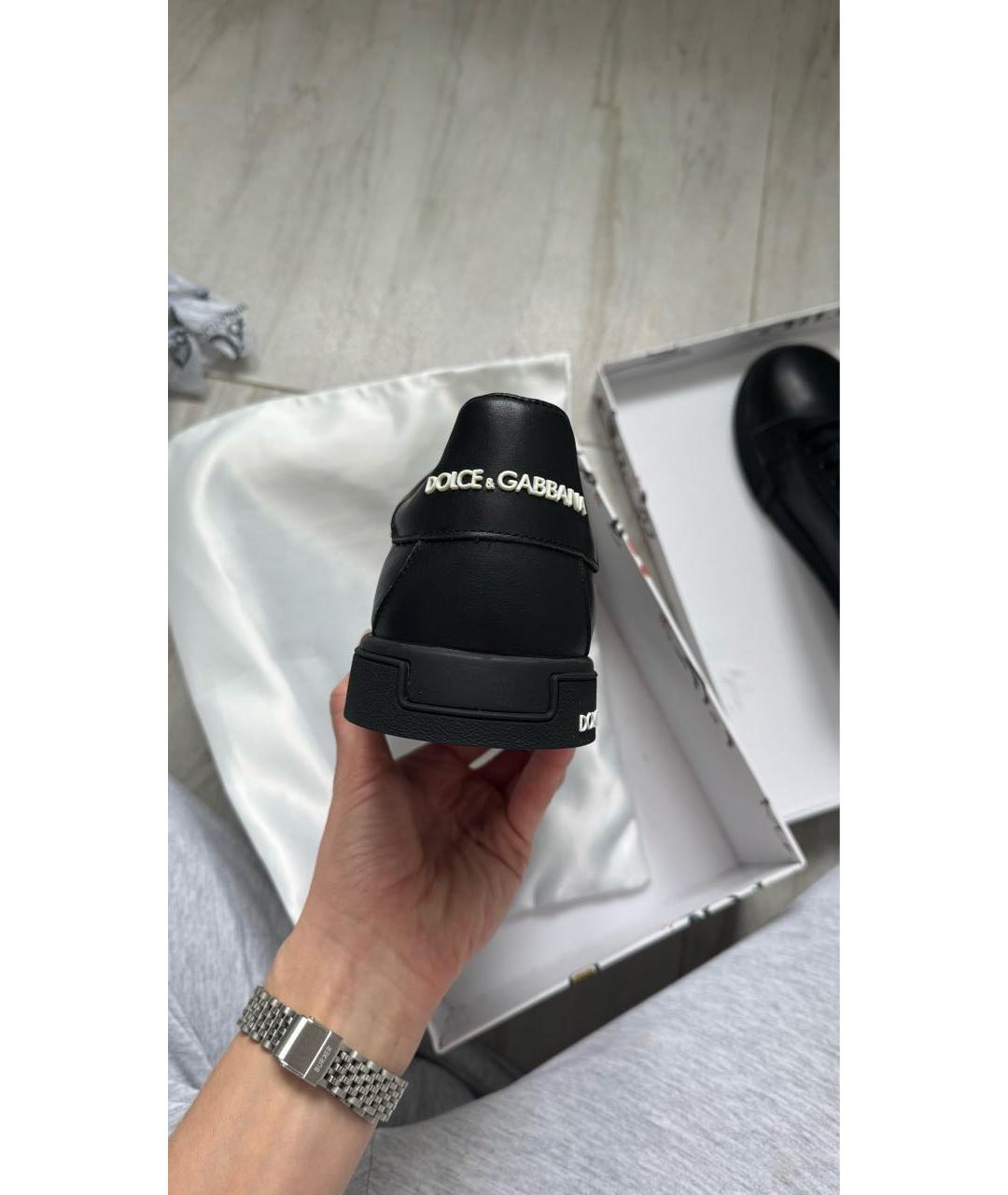 DOLCE&GABBANA Черные кожаные низкие кроссовки / кеды, фото 4