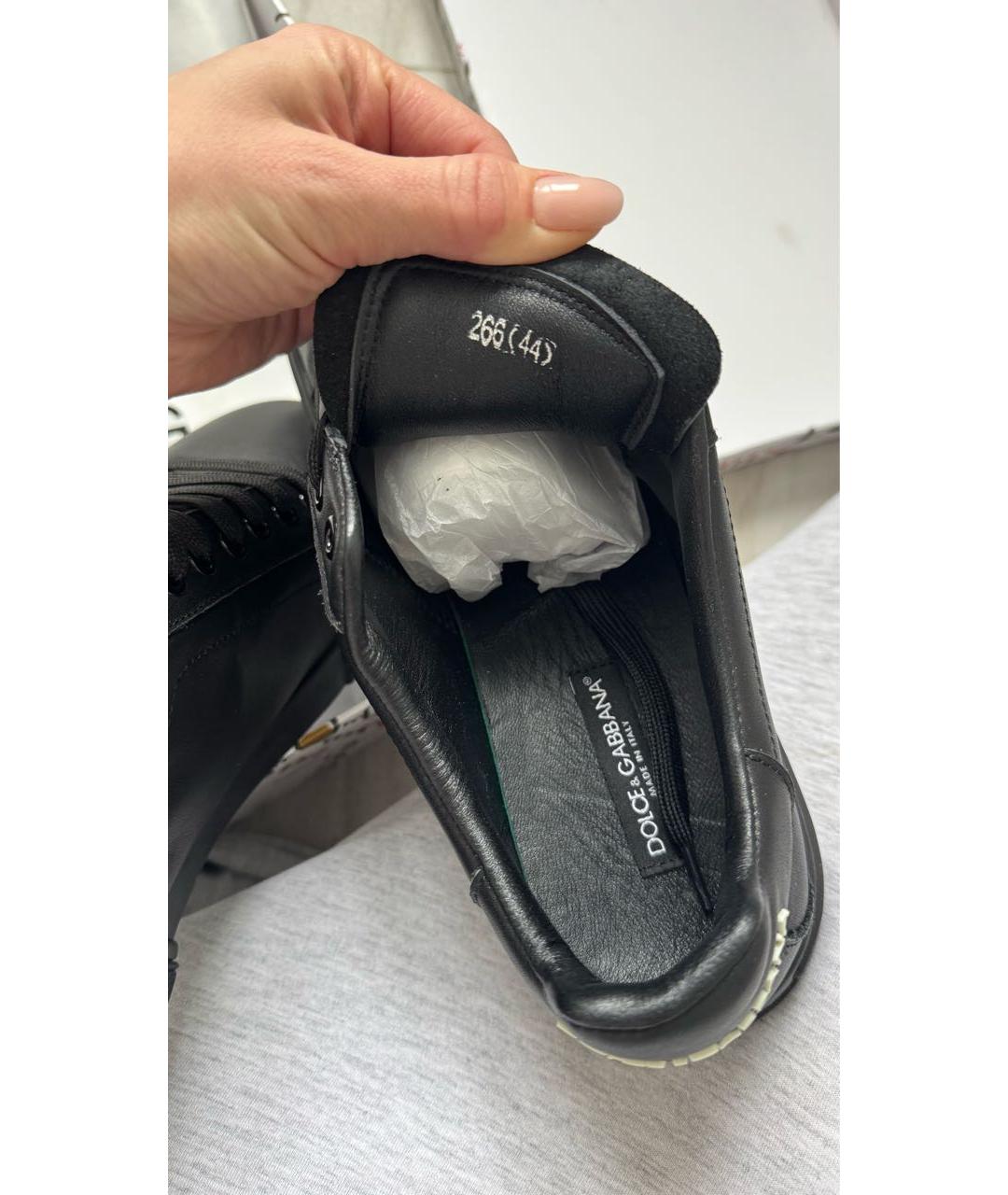 DOLCE&GABBANA Черные кожаные низкие кроссовки / кеды, фото 6