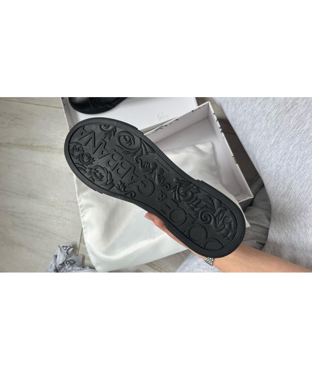 DOLCE&GABBANA Черные кожаные низкие кроссовки / кеды, фото 5