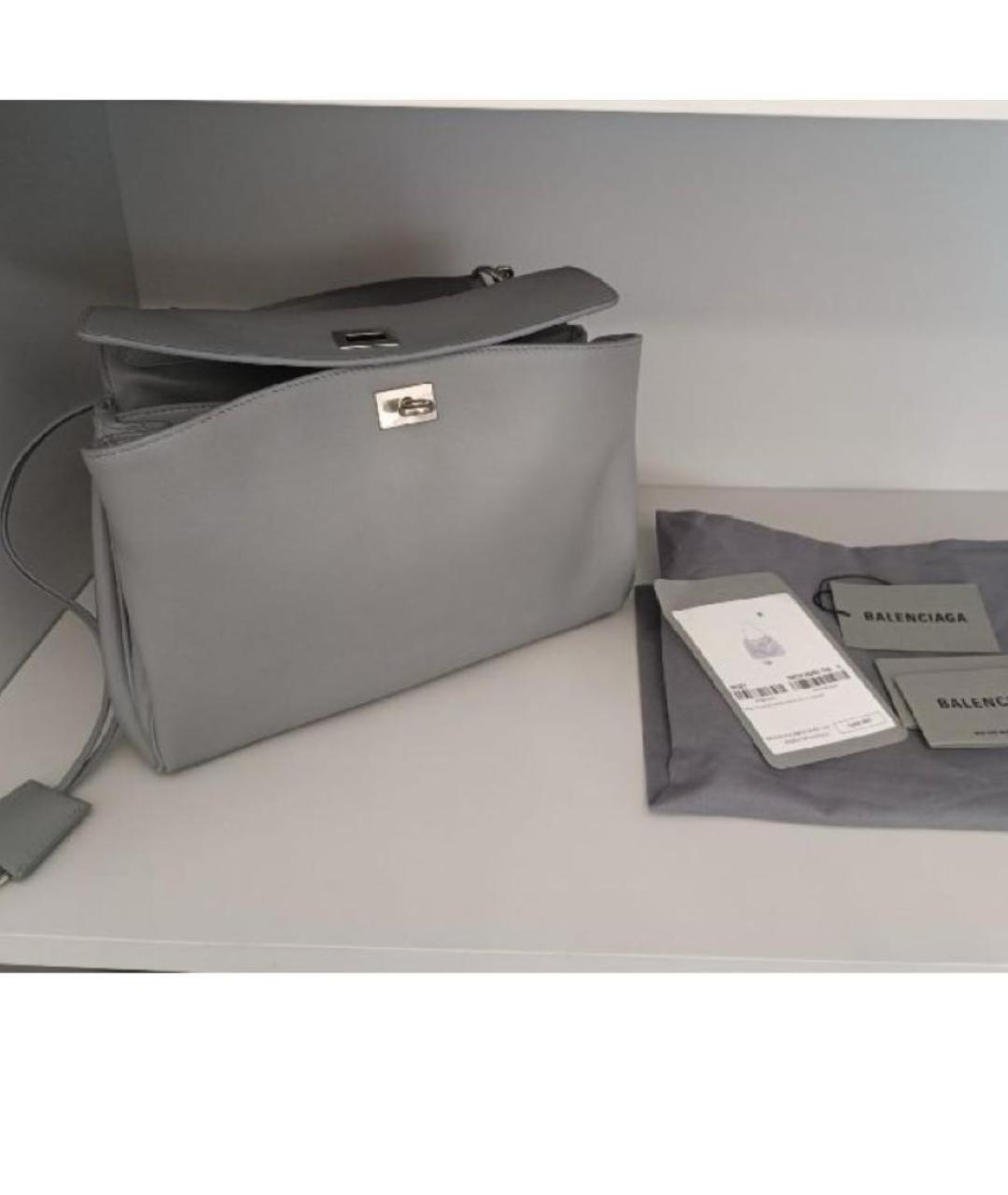 BALENCIAGA Серая кожаная сумка через плечо, фото 5