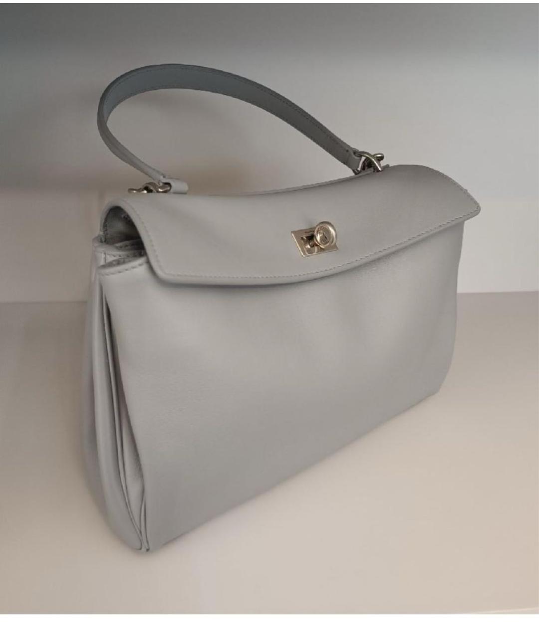 BALENCIAGA Серая кожаная сумка через плечо, фото 2