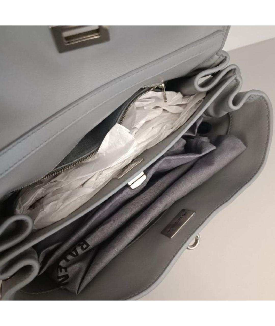BALENCIAGA Серая кожаная сумка через плечо, фото 4