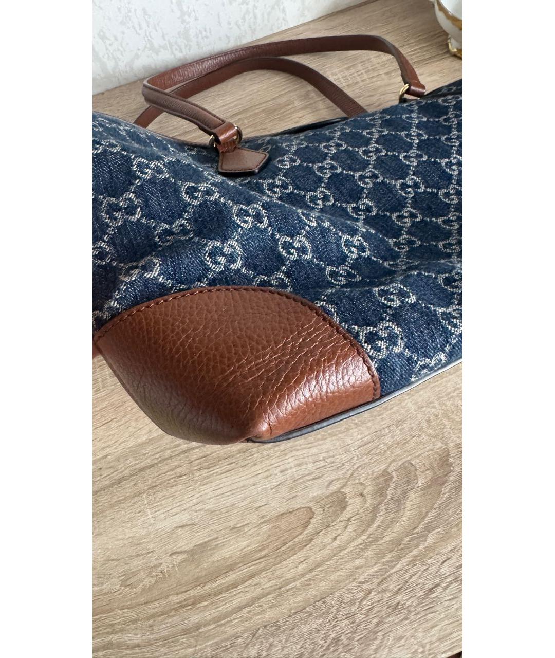 GUCCI Темно-синяя деним сумка тоут, фото 7