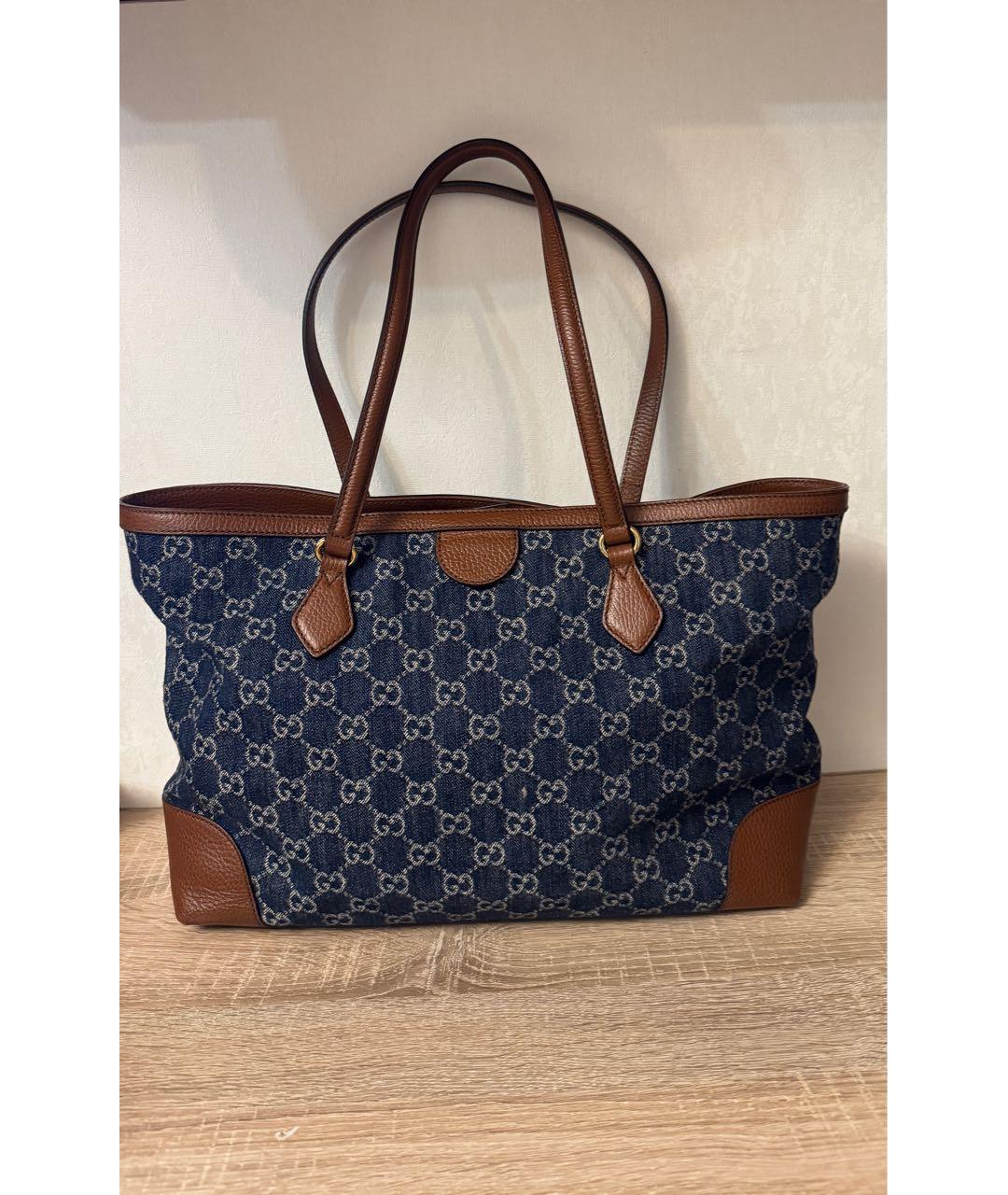GUCCI Темно-синяя деним сумка тоут, фото 2