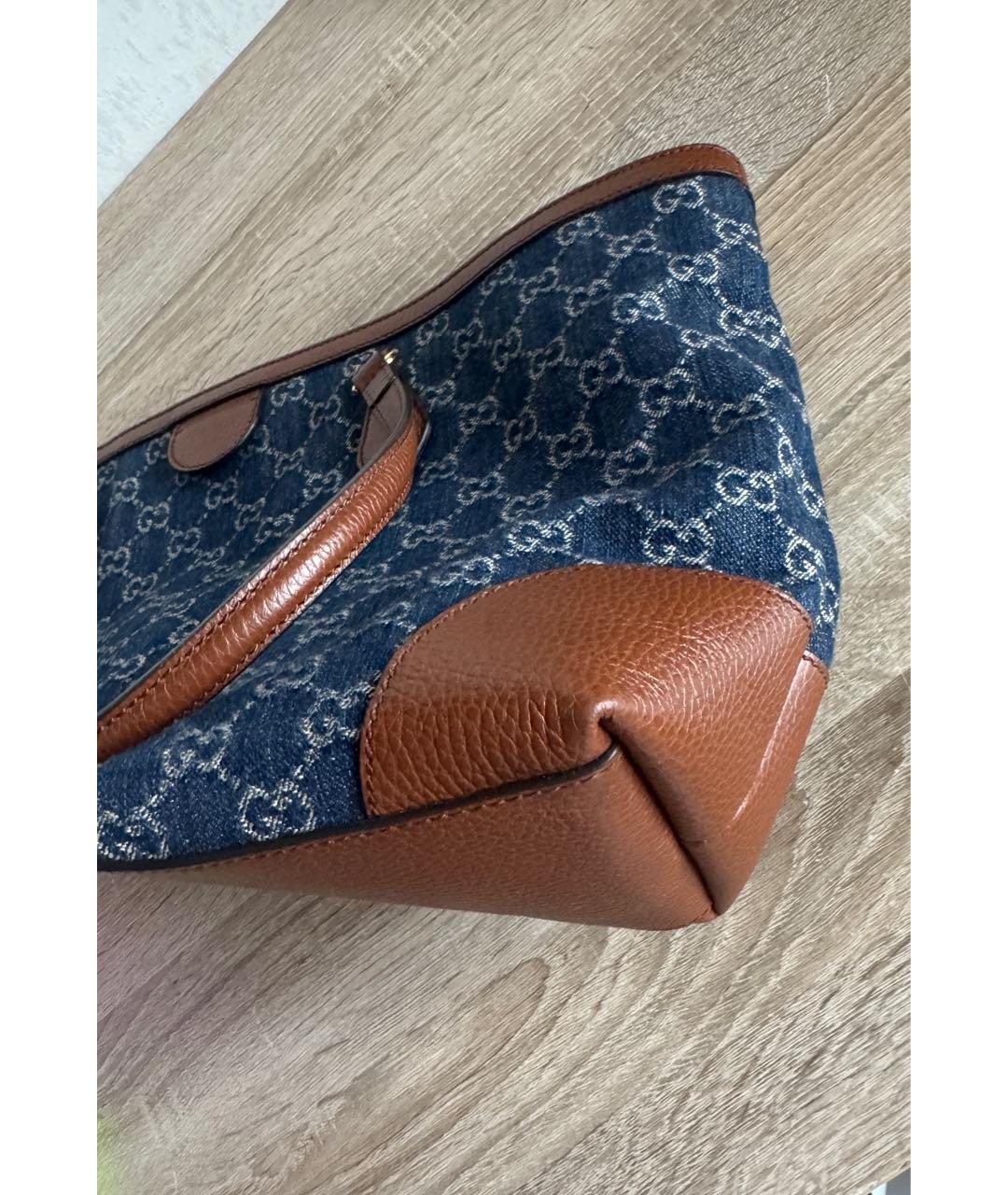 GUCCI Темно-синяя деним сумка тоут, фото 5