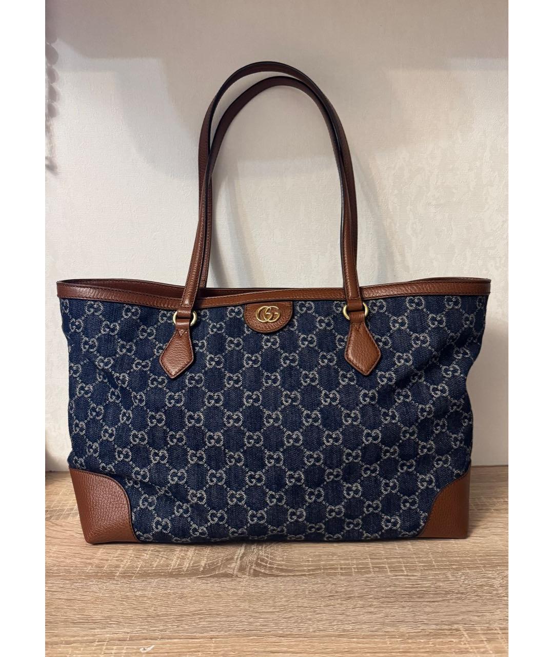 GUCCI Темно-синяя деним сумка тоут, фото 9