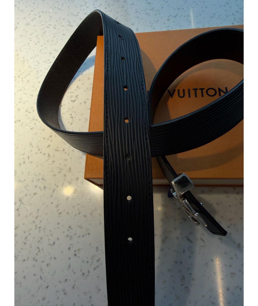 LOUIS VUITTON Черный кожаный ремень, фото 4
