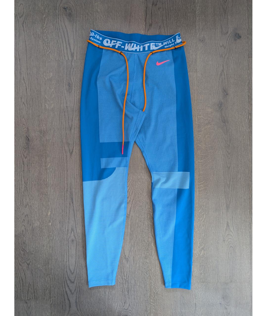 NIKE X OFF-WHITE Синие полиэстеровые леггинсы и велосипедки, фото 2
