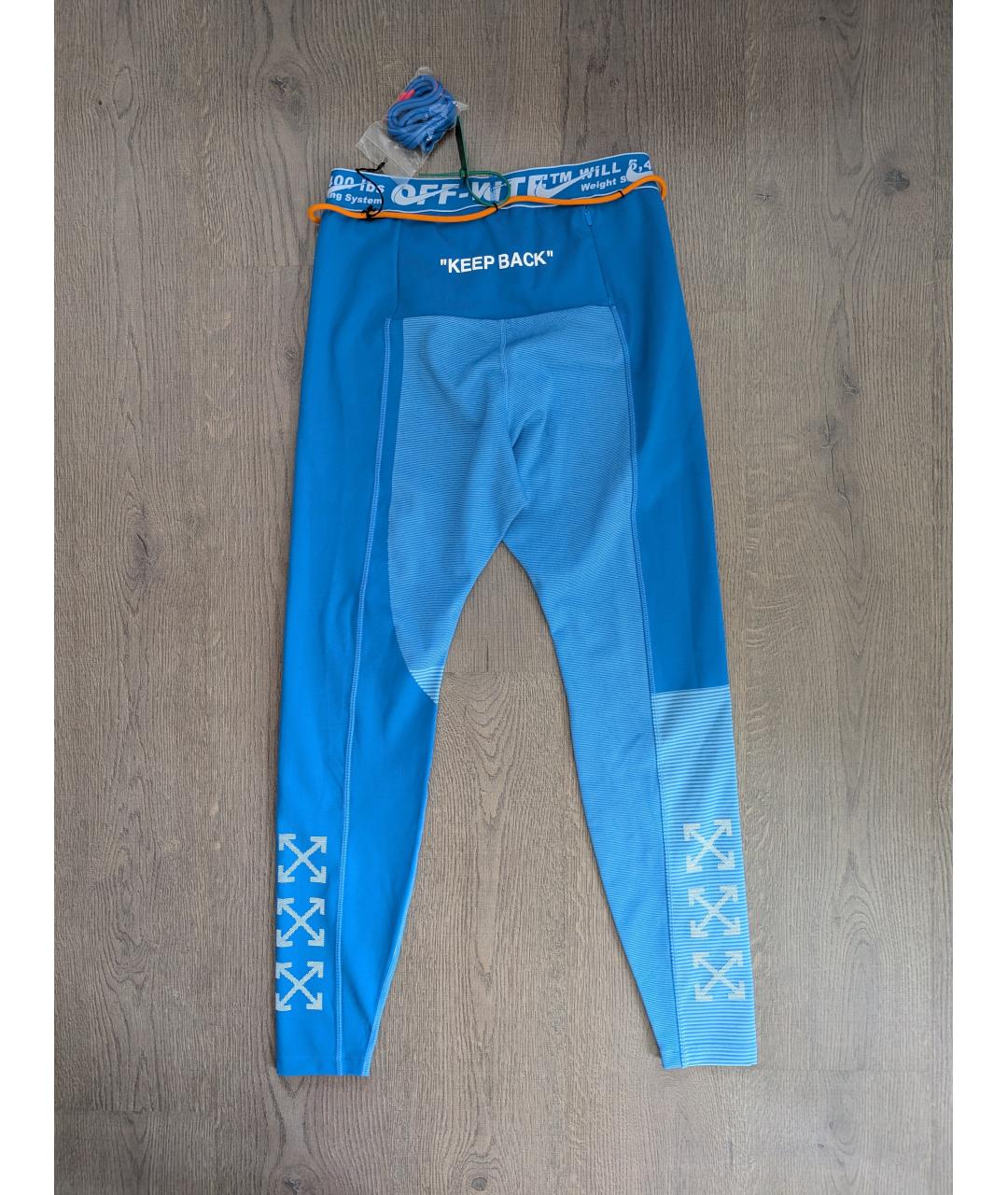 NIKE X OFF-WHITE Синие полиэстеровые леггинсы и велосипедки, фото 3