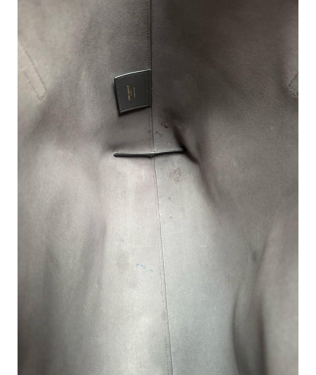 SAINT LAURENT Антрацитовая кожаная сумка тоут, фото 4