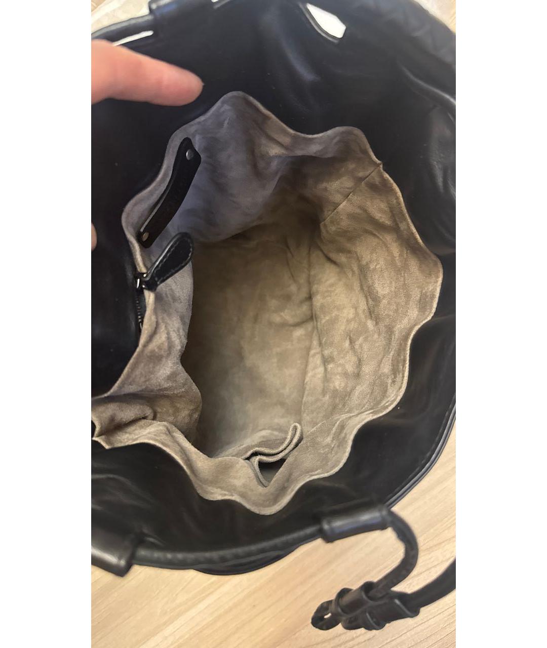 BOTTEGA VENETA Черная кожаная сумка тоут, фото 4