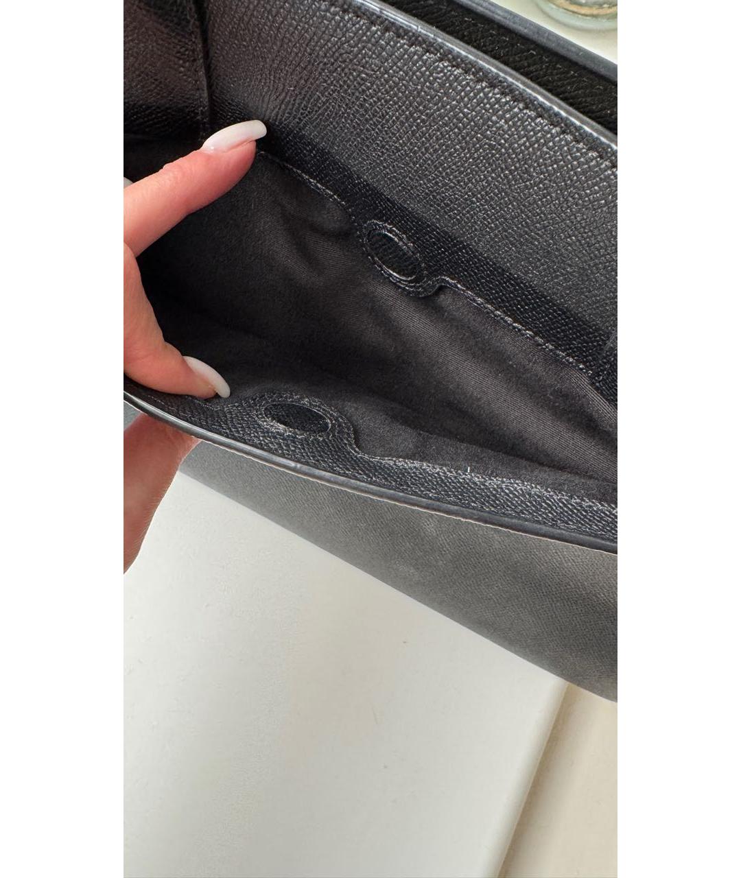 COACH Черная кожаная сумка с короткими ручками, фото 4